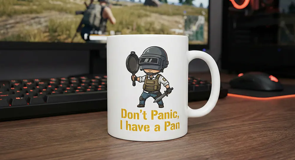 ۱۰ ایده خفن چاپ روی ماگ برای پابجیبازهای حرفهای 3 ماگ پابجی Don't Panic, I have a Pan Mug